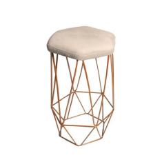 Banqueta Aramada Bege Base Ferro Rose Gold Web Shop Móveis - Web Shop 