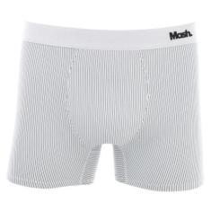 Cueca Boxer Risca de Giz Mash Masculina Microfibra Elástico, Branco, P