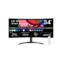 Monitor LG UltraWide Streaming 34SR60QC-B Tela curva WQuadHD (3440 x 1440) 21:9 de 34", WebOS, ThinQ Home, Air Play, Screen Share, Bluetooth