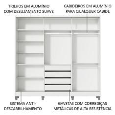 Guarda Roupa Casal 100% Mdf Madesa Zurique 3 Portas De Correr De Espel