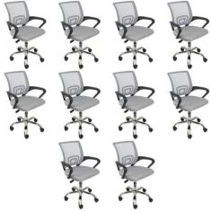 Kit 10 Cadeiras Escritorio Diretor Tela Mesh Tok 3310 - Espresso Móvei
