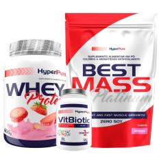 Kit Whey Protein 900g + BEST MASS 72K 3 kg + VIT BIOTIC 90 Cáps - Hyperpure-Unissex
