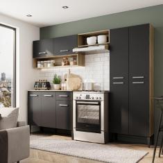 Cozinha Compacta Arizona Classic Carvalho Com Preto Carraro