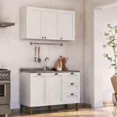 Cozinha Modulada 2 Peças 1 Aéreos 1 Balcão Lavanda Branco