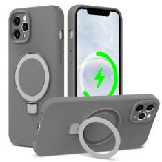 ZHK Capa de silicone líquido projetada para iPhone 11 Pro Max com suporte magnético, [proteção precisa da lente da câmera][à prova de choque de grau mil] [forro de microfibra macio antiarranhões] Capa