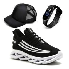 Kit Tênis Masculino Academia Confortável Leve Caminhada + Relógio e Bo