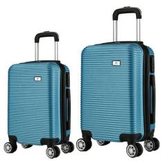 Kit Mala de Viagem 2 Peças Bordo e Grande - C/ 4 Rodinhas 360º - EAGLE