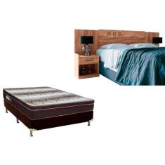 Cama Box Casal CRC + Colchão Ortopédico Light Ortobom + Cabeceira Plus