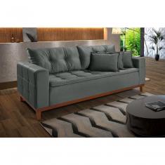 Sofá Atenas 1,70 3 Lugares Império Estofados Veludo Grafite 163