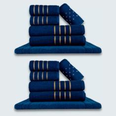 Jogo De Toalhas 12 Pçs Coleção Montreal 100% Algodão Azul