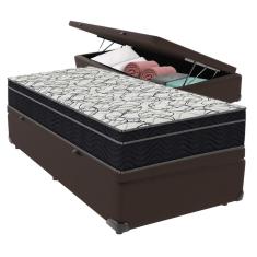 Cama Box Baú E Colchão Airtech 150 Espuma D45 Solteiro Ortobom Solteiro Marrom