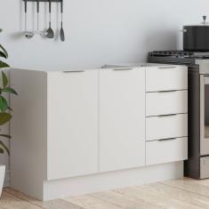 Balcão Pia 120cm Sem Tampo Com Rodapé Puxador 150mm Ipanema Cabecasa Madeiramadeira Branco-branco