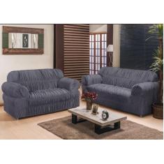 Kit capa para sofá franzida  2 e 3 lugares super king - malha grossa -