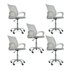 Kit 5 Cadeiras De Escritório Secretaria Diretor Roma Ergonômica - Branca