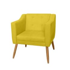 Poltrona Decorativa Lavinia Pés Palito Suede Amarelo - DS Estofados