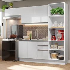Armário de Cozinha Completa 260cm 100% Mdf Frentes Branco Brilho Acordes Madesa 04