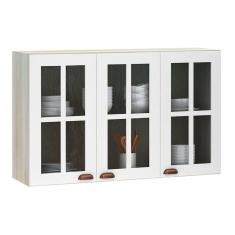 Armário Aéreo 120cm 3 Portas com Vidro Janelinha Agatha Luciane Móveis