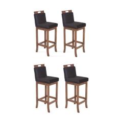 Kit 4 Banqueta Baixas em Madeira Maciça Florença Pinhão/Preto