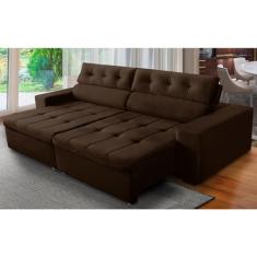 Sofá Retrátil e Reclinável 3 Lugares com Molas 2,30m Dani Suede Marrom Adonai Estofados