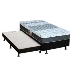 Cama Box c/Auxiliar Solteiro: Colchão Castor Bonnel Class + Base CRC Courano Black(88x188)