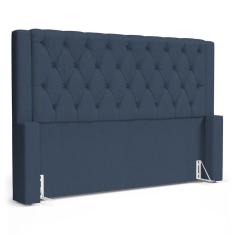 Cabeceira Cama Box Casal Padrão Atena 160cm Capitonê com Frame Linho Azul - Desk Design