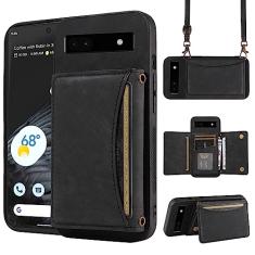 Capa de celular para Google Pixel 6 carteira com alça de ombro transversal e porta-cartão de crédito de couro com bolso fino suporte acessórios para celular bolsa flip Pixel6 Pixle seis mulheres