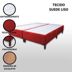 Base Box Queen Bipartido Padrão Suede Liso (1,58 x 1,88 m) Com 37 cm d