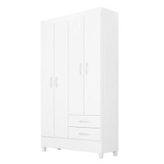 Guarda Roupa Solteiro Astro 4 Portas E 2 Gavetas  Branco - Demóbile Branco