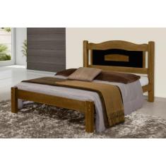 Cama de Casal Paris de Madeira Maciça Tauari - Cor Imbuia/Preto - SANT