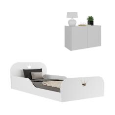 Cama Infantil Montessoriana C Colchão Incluso Mesa Cabeceira 2 Portas Multimóveis Mp4195 Branca