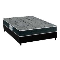Cama Box Casal: Colchão Espuma D33 Probel Advanced Mega Resistente + Base Crc Suede Black(138X188)