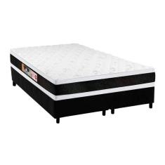 Cama Box King: Colchão Espuma D45 Castor Black E White Air Double Face + Base Black(193X203)