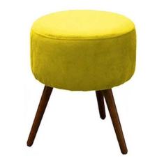 Kit 2 Puffs Decorativo Redondo Banqueta com Pés de Madeira Palito Teci