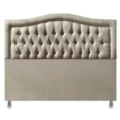 Cabeceira Cama Casal Capitone Sophia Provençal Linho Bege 120 RBL