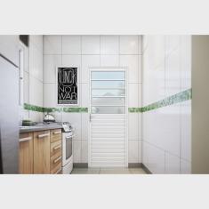 Porta de Aço 215x85cm com Travessa e Vidro Liso Riobras