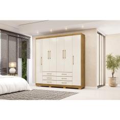Guarda Roupa Canadá 6 Portas e 6 Gavetas - Cor Nature / Champanhe - Vila Rica