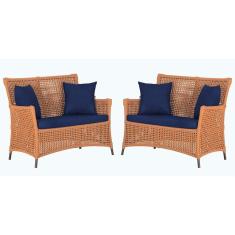 2 Sofás área Externa Igapó Alumínio Marrom Corda Náutica E10 Terra Cota