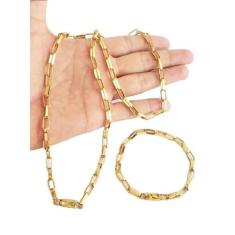 Cordão Banhado A Ouro 18K Tijolinho 6Mm Com Pulseira - Mk Jóias