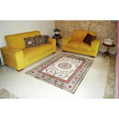 Tapete Retangular Veludo Marbella Çagdas II Creme 98x150 cm