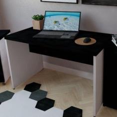 Escrivaninha Mesa Escritório 110CMX60CM 110cm Branco e Preto - Bramov 