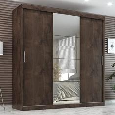Guarda Roupa Casal Paris 3 Pts Corre 2gav C/Esp Chocolate