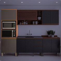 Paneleiro Torre Quente Macadâmia 70cm Para Micro e Forno Freijó/Grafite