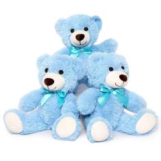 Brinquedo de pelúcia a granel MaoGolan de 13,5 polegadas, 3 ursos azuis — presente para meninas