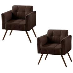 Kit 02 Poltronas Decorativa Bia Couro Conhaque - Gran Belo