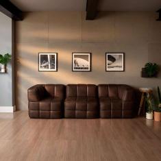 sofá guldi popup com 2 módulos canto e central corino café