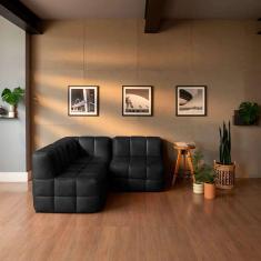 sofá guldi popup com 2 módulos centrais e canto corino preto