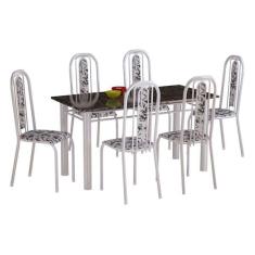 Conjunto De Mesa Com 6 Cadeiras Granada Branco Liso E Branco