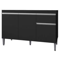 Balcao Para Pia 118 Cm 3 Portas Tatiane Preto Reajl Preto