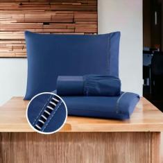 Jogo de cama lençol ponto palito casal king 03 peças 400 fios - amora 