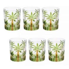 Conjunto de 6 Copos Baixo de Cristal Palm Tree Handpaint 340ml 27773 - Wolff